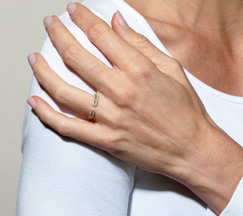 Affinity Diamonds 0.30 cttw Baguette Cuff Ring,14K Yellow Gold — View 5