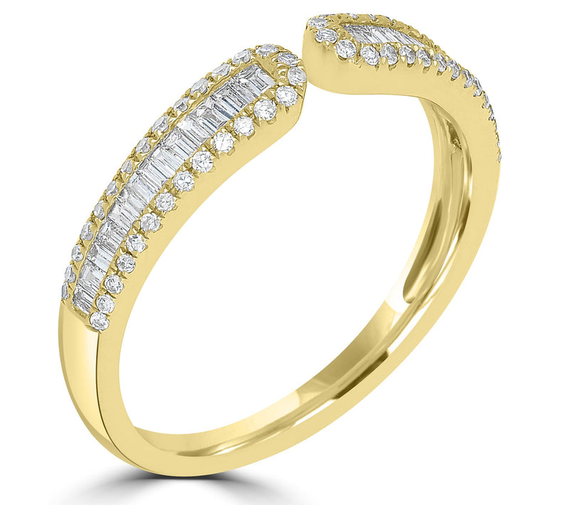 Affinity Diamonds 0.30 cttw Baguette Cuff Ring,14K Yellow Gold — View 4