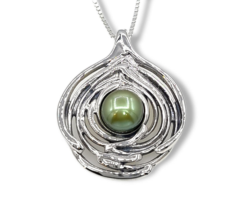 Hagit Sterling Silver & Pearl Wave Pendant w/ C hain — View 5