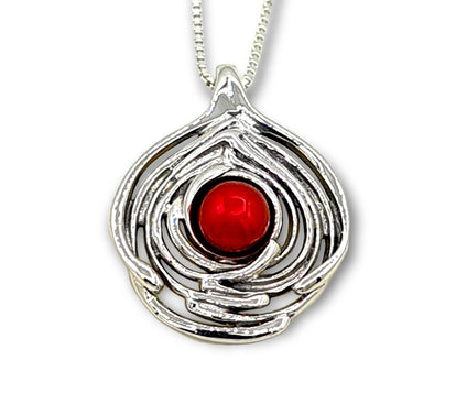 Hagit Sterling Silver & Pearl Wave Pendant w/ C hain