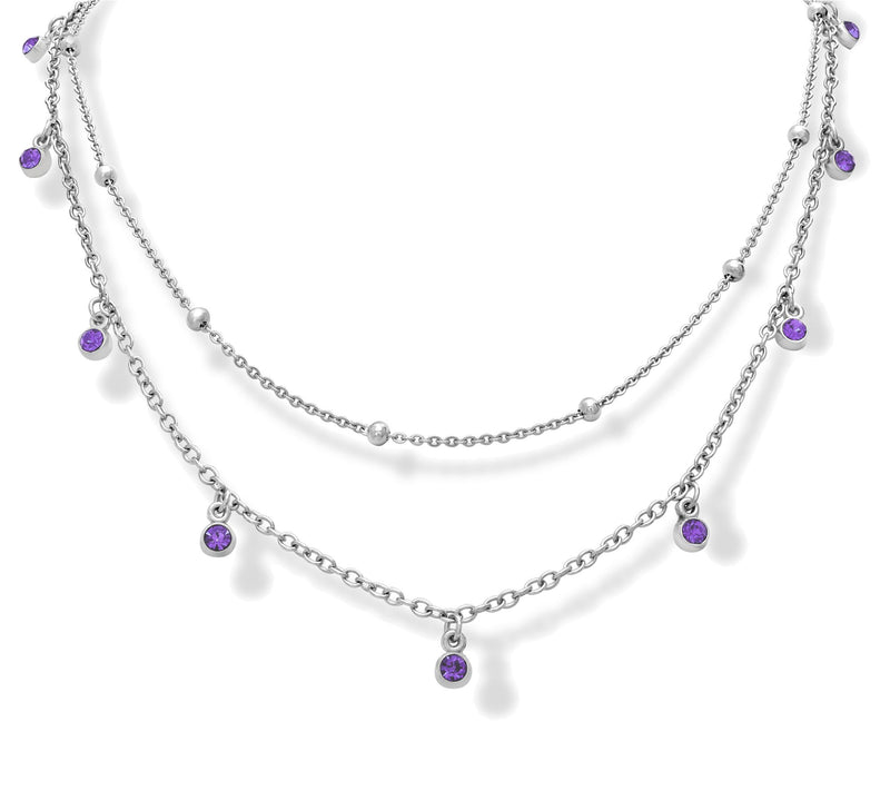 Steel by Design Birthstone Multi-Layer Necklace — View 2