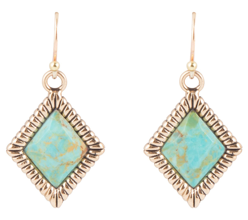 Barse Artisan Crafted Composite Turquoise DropEarrings — View 3