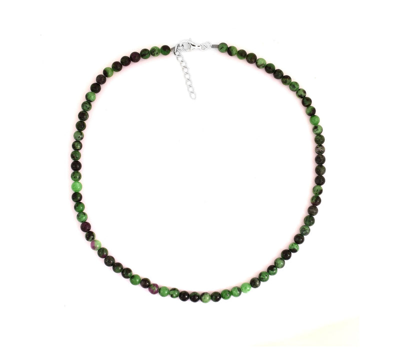 Ruby Ziosite Beaded Necklace, Sterling — View 3