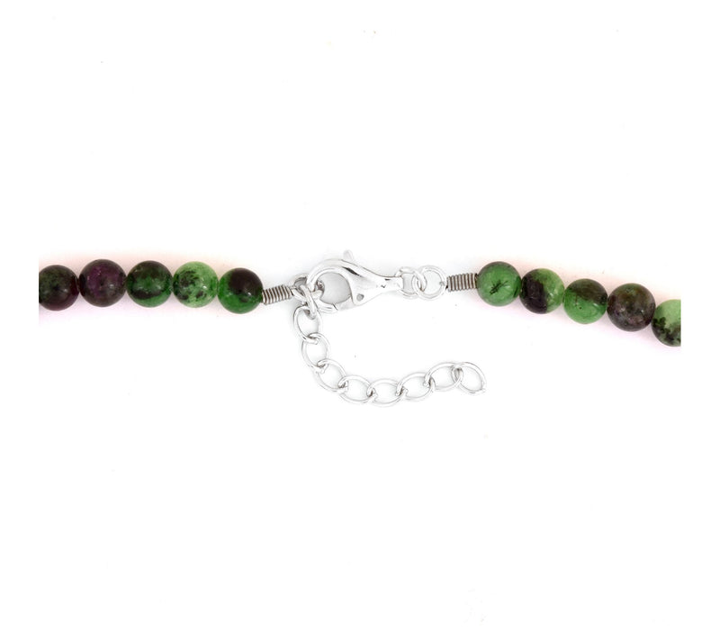 Ruby Ziosite Beaded Necklace, Sterling — View 4
