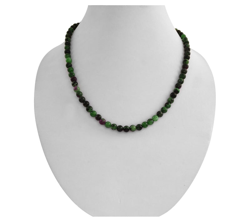 Ruby Ziosite Beaded Necklace, Sterling — View 7