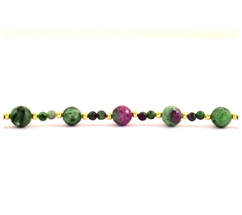Sterling Silver & Ruby Ziosite Beaded Statement Necklace — View 7