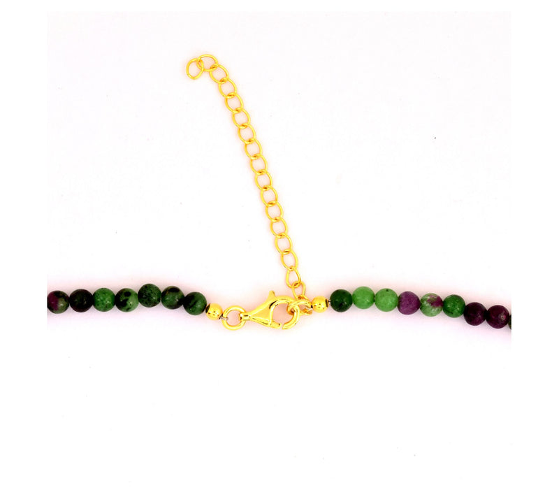Sterling Silver & Ruby Ziosite Beaded Statement Necklace — View 5