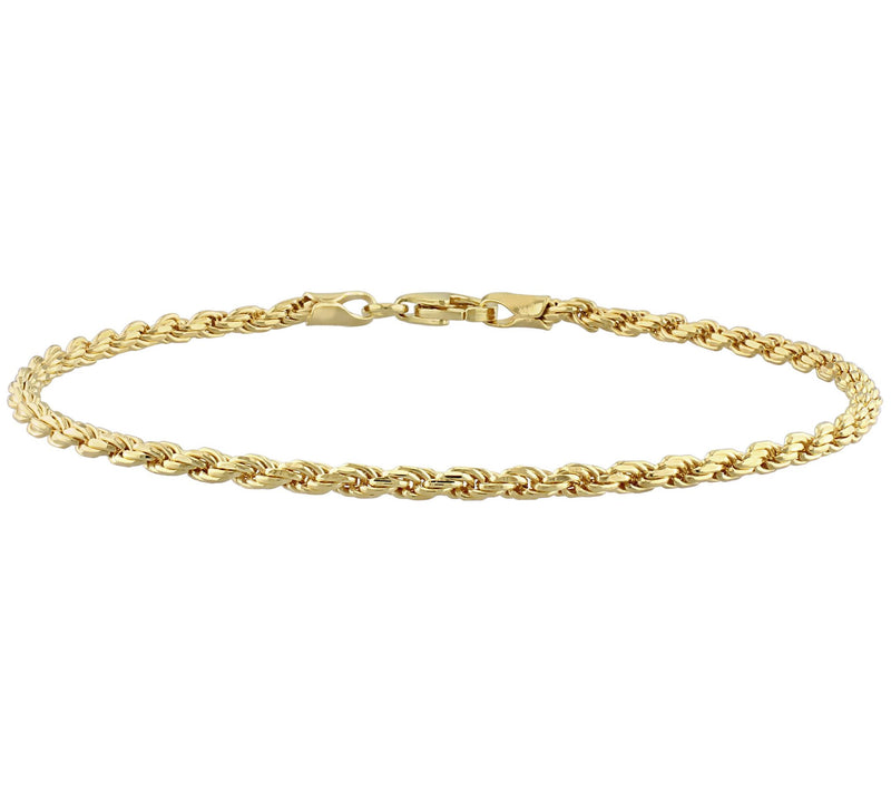 18K Gold-Plated 2mm Rope Chain Bracelet — View 3