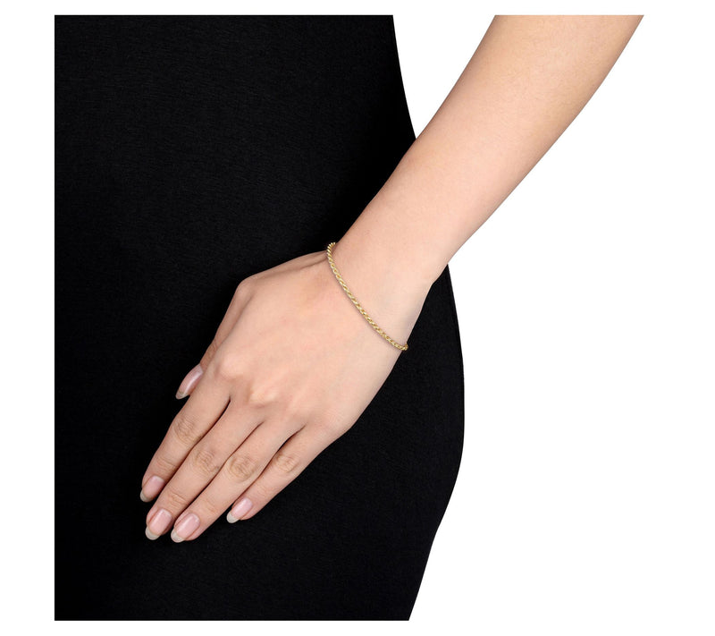 18K Gold-Plated 2mm Rope Chain Bracelet — View 5