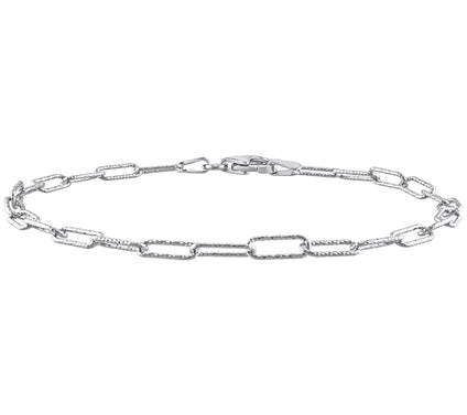 Sterling Silver 3 mm Fancy Paperclip Chain Brac elet