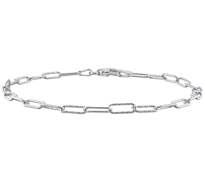Sterling Silver 3 mm Fancy Paperclip Chain Brac elet — Main view
