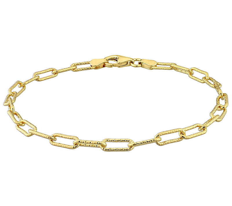 18K Gold Plated 3.5 mm Fancy Paperclip Chain Br acelet — Main view