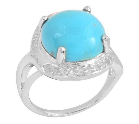 Affinity Gems 6.05 cttw Turquoise & White TopazRing, Sterling — Main view