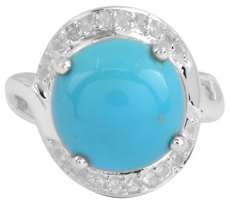 Affinity Gems 6.05 cttw Turquoise & White TopazRing, Sterling — View 4