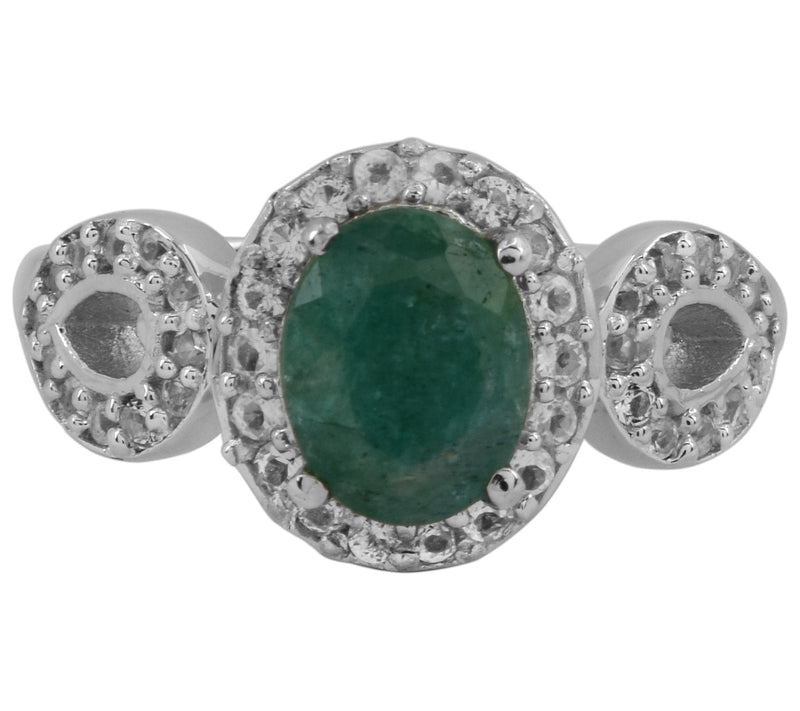 Affinity Gems 1.90 cttw Emerald & White Topaz Ring, Sterling — View 4
