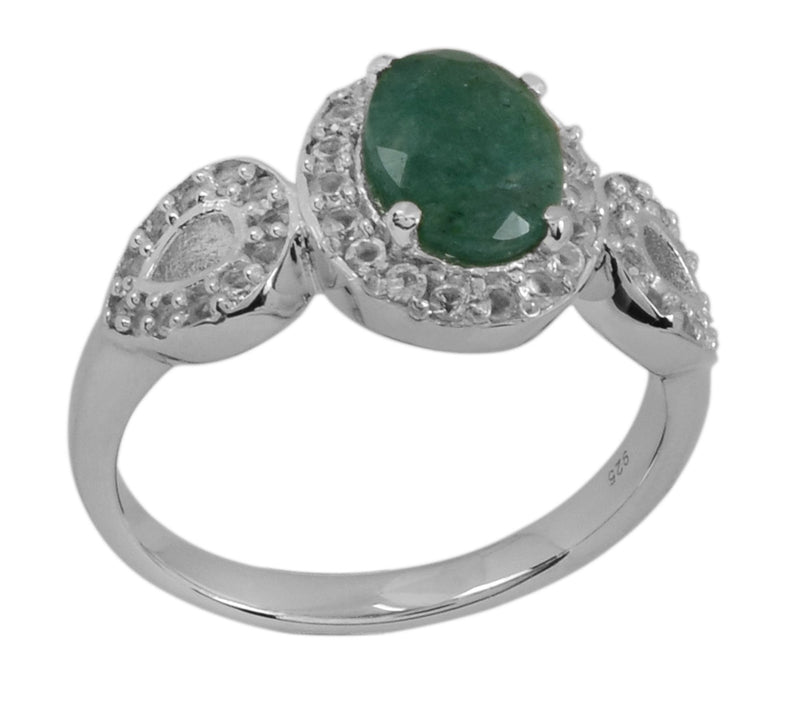 Affinity Gems 1.90 cttw Emerald & White Topaz Ring, Sterling — View 3