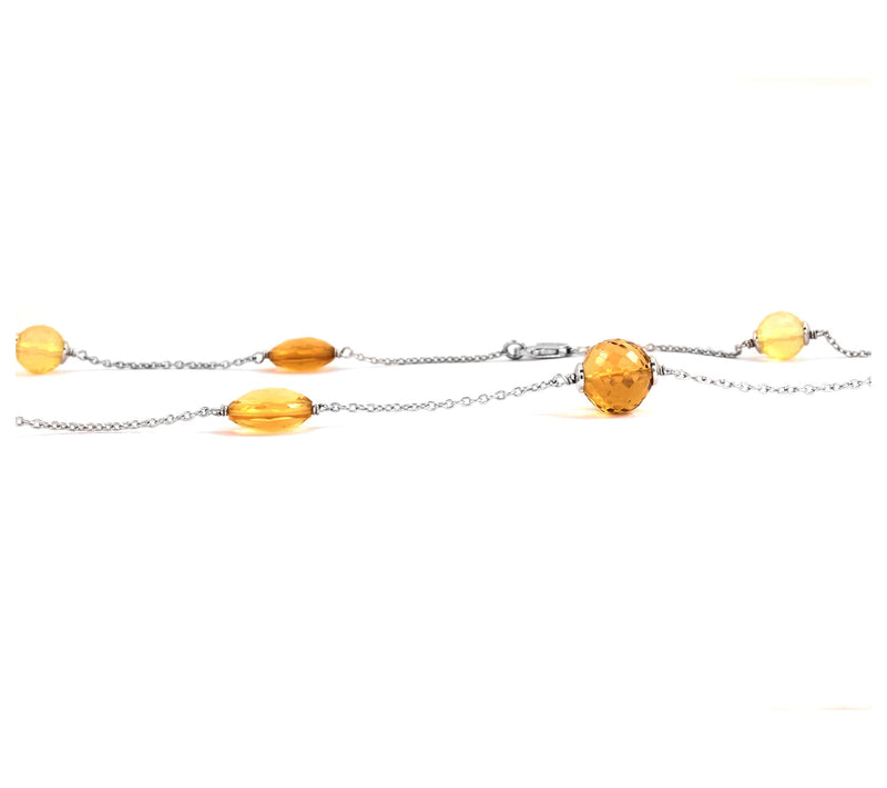 Lemon, Olive & Smoky Quartz Sterling Necklace — View 4