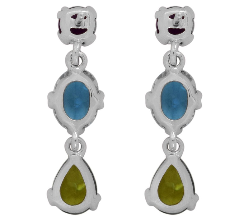Amethyst, Peridot & Swiss Blue Topaz Sterling D rop Earrings — View 3