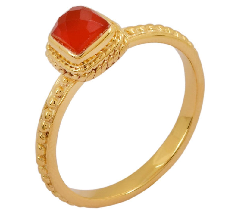 14K Gold Plated Chalcedony Bezel-Set Sterling Ring — View 4