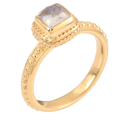 14K Gold Plated Chalcedony Bezel-Set Sterling Ring