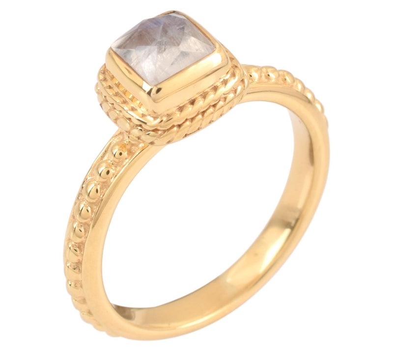 14K Gold Plated Chalcedony Bezel-Set Sterling Ring — Main view