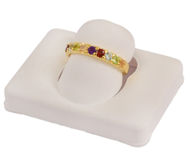 Multi Stone Prong-Set Sterling Silver Ring — View 8