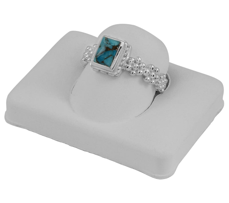 Turquoise Baguette Bezel-Set Sterling Silver Ring — View 9
