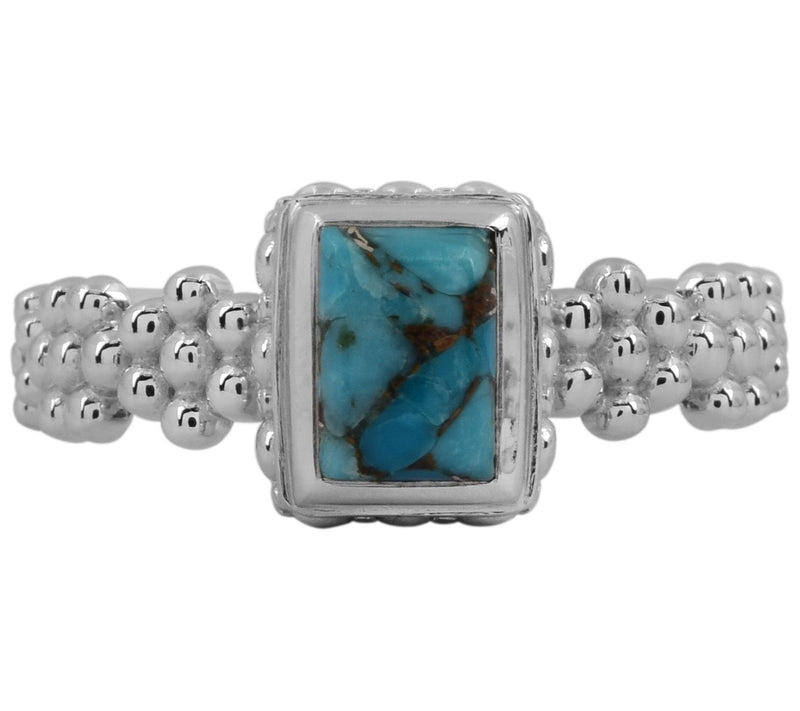 Turquoise Baguette Bezel-Set Sterling Silver Ring — View 4