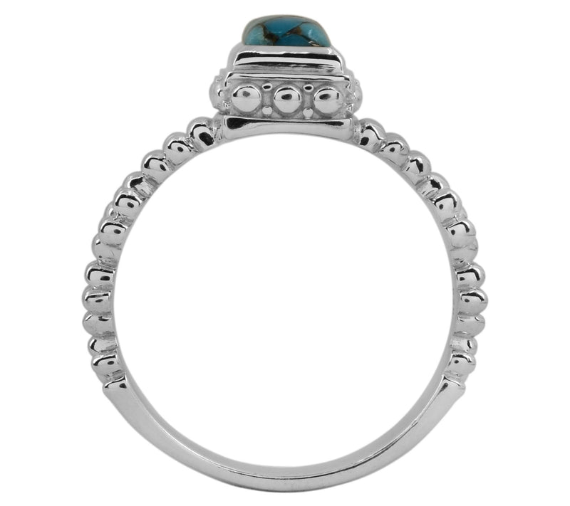 Turquoise Baguette Bezel-Set Sterling Silver Ring — View 7