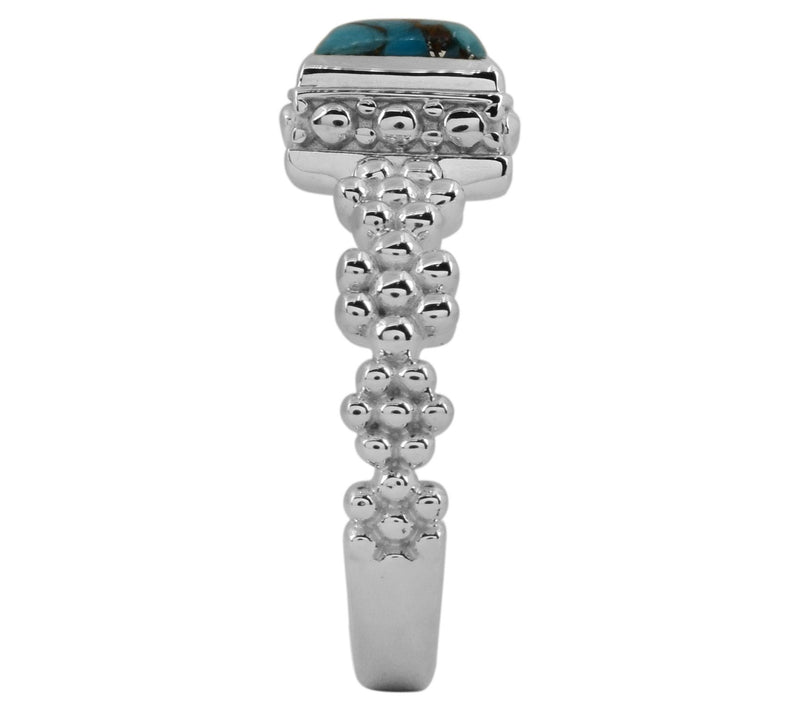 Turquoise Baguette Bezel-Set Sterling Silver Ring — View 8