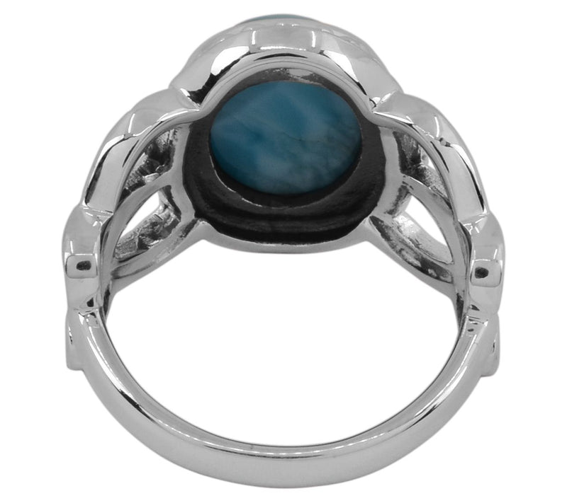 Larimar Oval Bezel-Set Sterling Silver Ring — View 5
