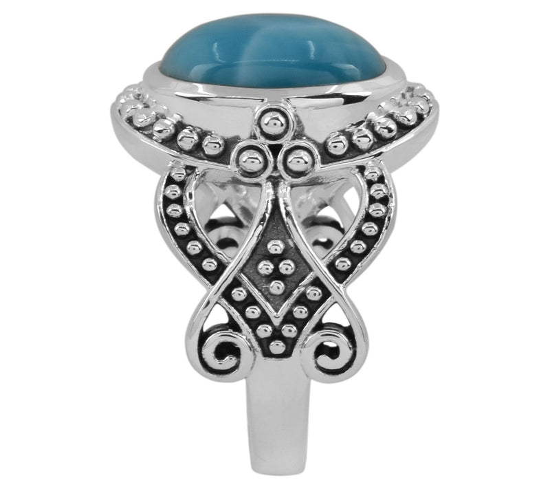 Larimar Oval Bezel-Set Sterling Silver Ring — View 7