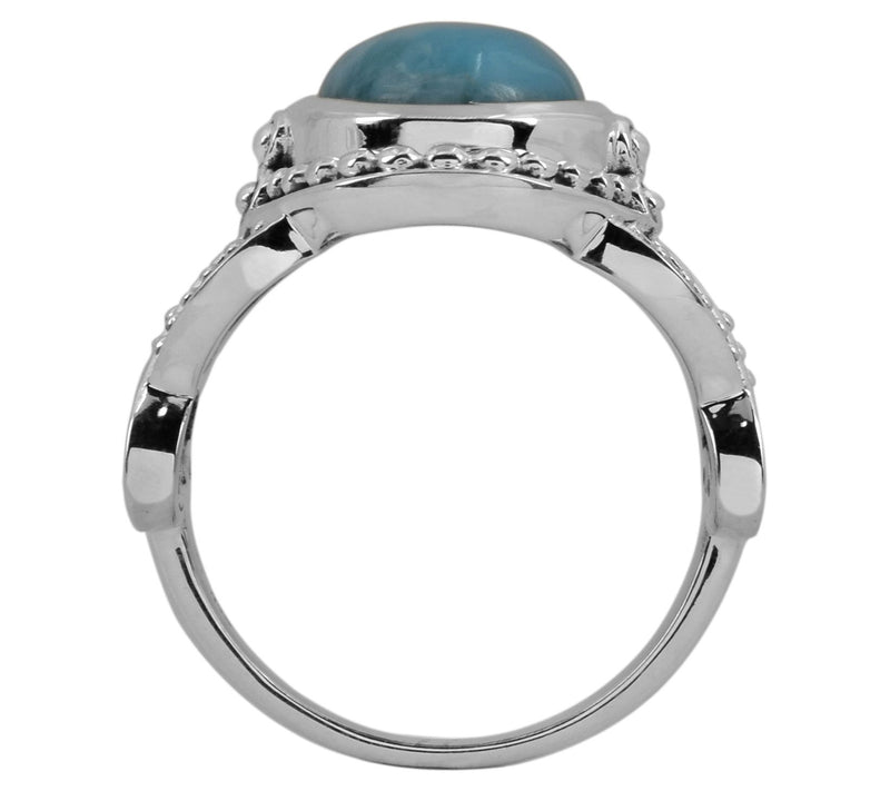 Larimar Oval Bezel-Set Sterling Silver Ring — View 9