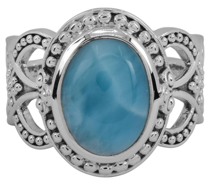 Larimar Oval Bezel-Set Sterling Silver Ring — View 4