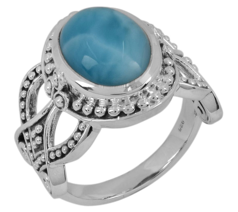 Larimar Oval Bezel-Set Sterling Silver Ring — Main view