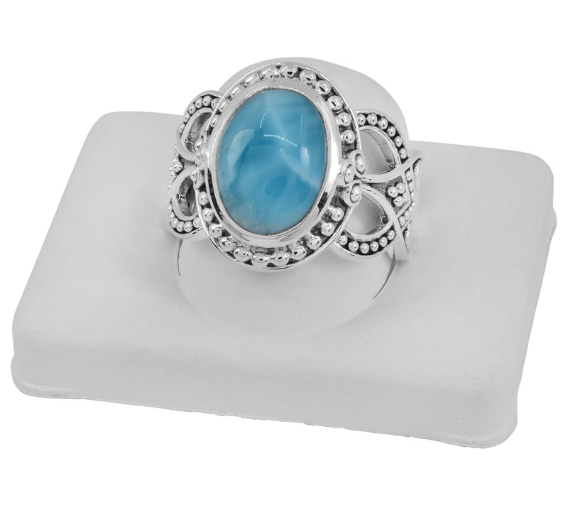 Larimar Oval Bezel-Set Sterling Silver Ring — View 8