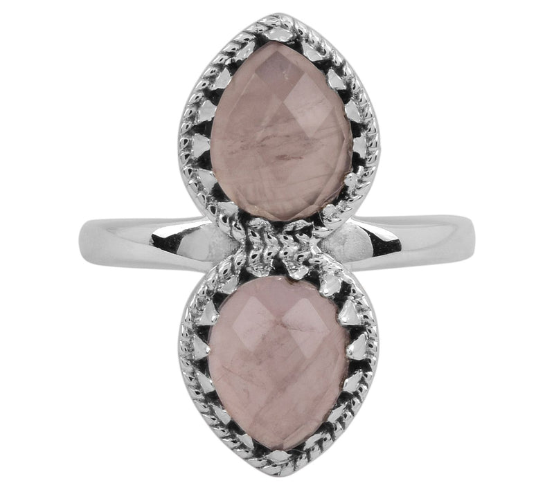 Rose Quartz Pear-Cut Sterling Ring — View 4