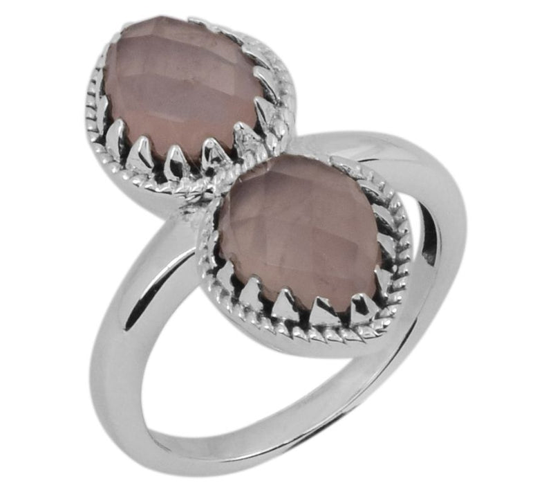Rose Quartz Pear-Cut Sterling Ring — View 3