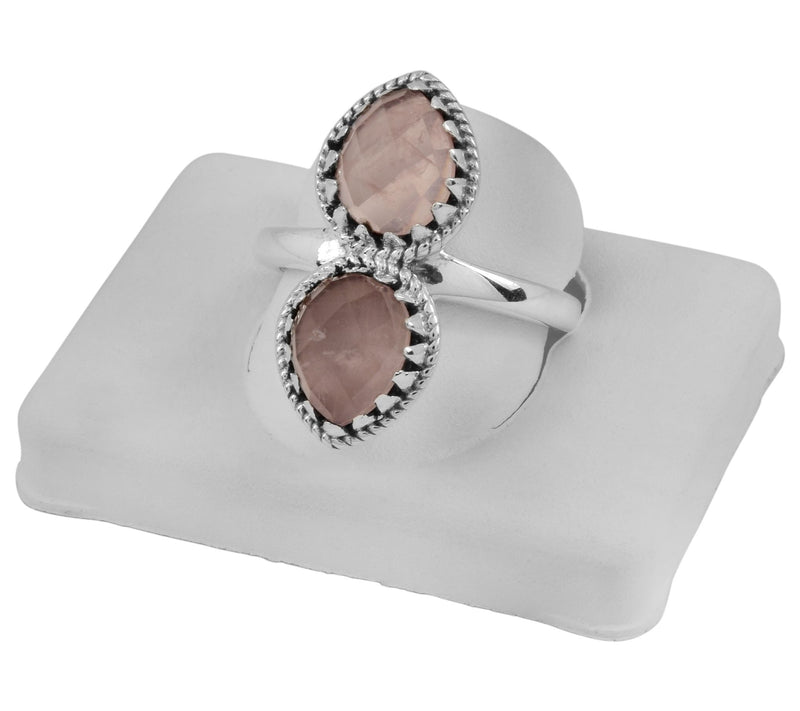 Rose Quartz Pear-Cut Sterling Ring — View 9
