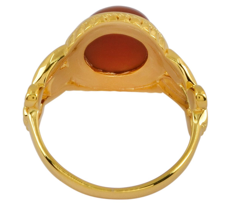 14k Gold Plated Oval Chocolate Moon Stone Bezel Set Ring — View 5