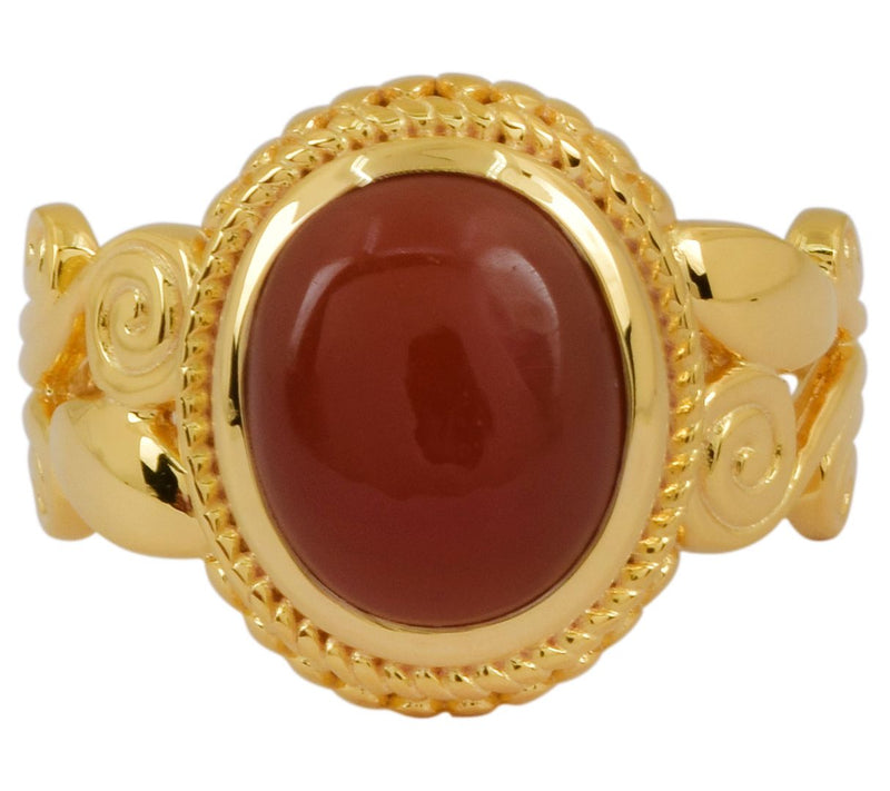 14k Gold Plated Oval Chocolate Moon Stone Bezel Set Ring — View 4