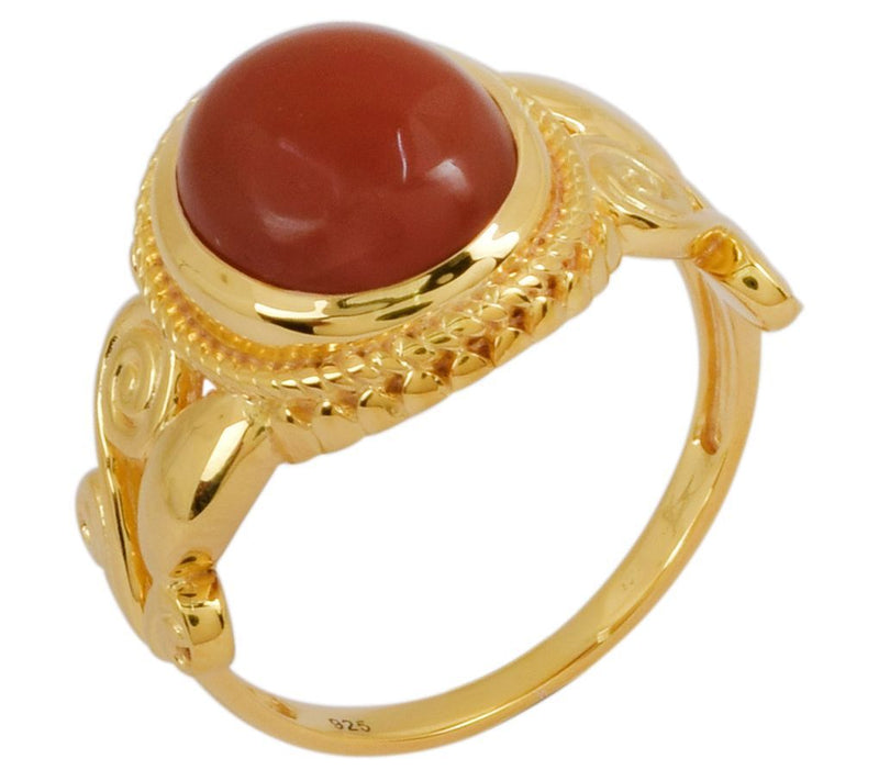 14k Gold Plated Oval Chocolate Moon Stone Bezel Set Ring — Main view
