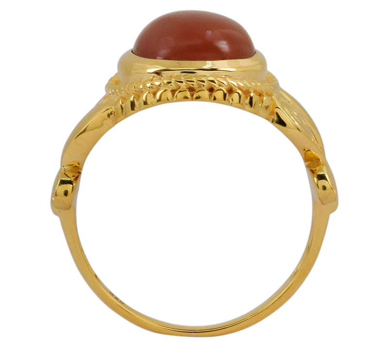 14k Gold Plated Oval Chocolate Moon Stone Bezel Set Ring — View 7
