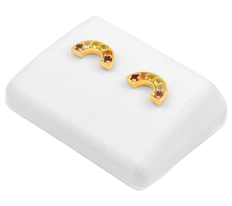 14k Gold Plated Multistone Stud Sterling Earrin gs — View 7