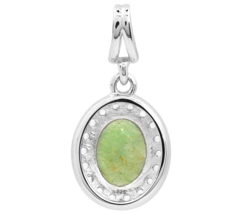Sterling Silver Dyed Emerald & White Topaz Halo Pendant — View 4