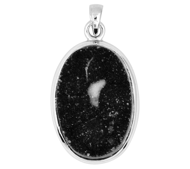 Sterling Silver Pendant w/ Drusy Black Chalcedony — View 3
