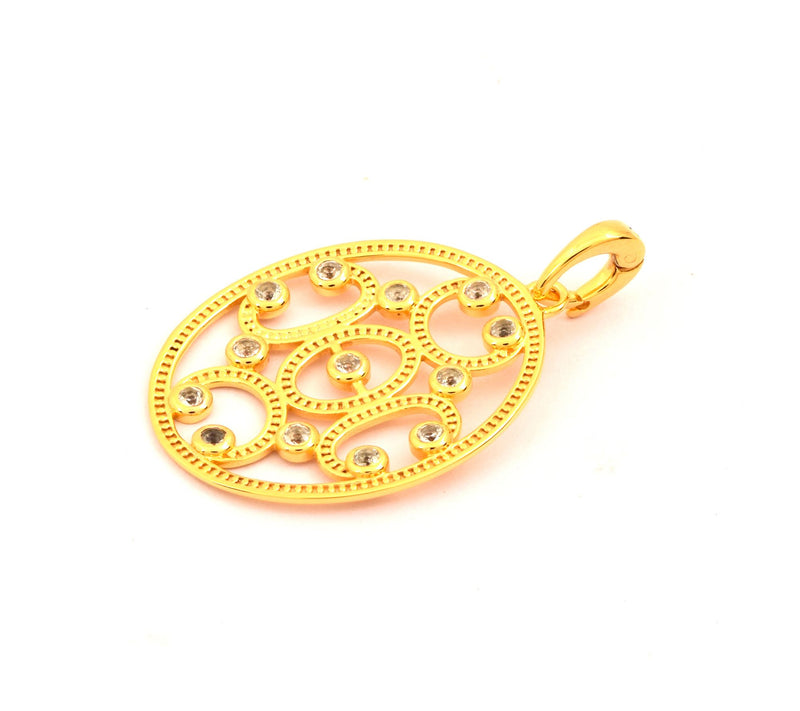 14k Gold Plated Sterling Silver Filigree Whiteopaz Pendant — View 4