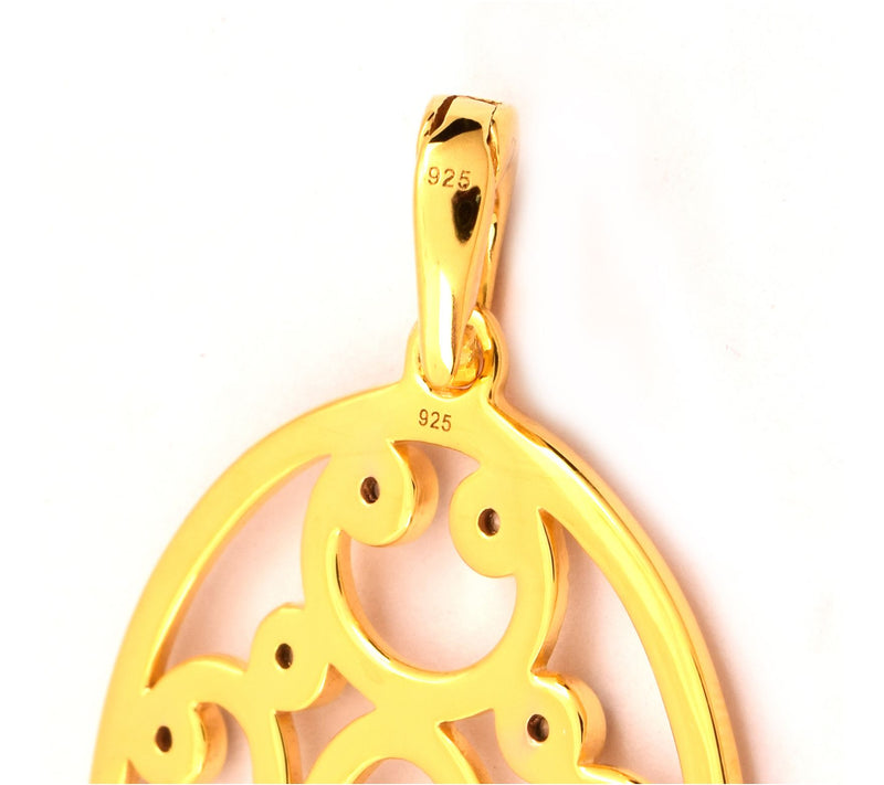 14k Gold Plated Sterling Silver Filigree Whiteopaz Pendant — View 7