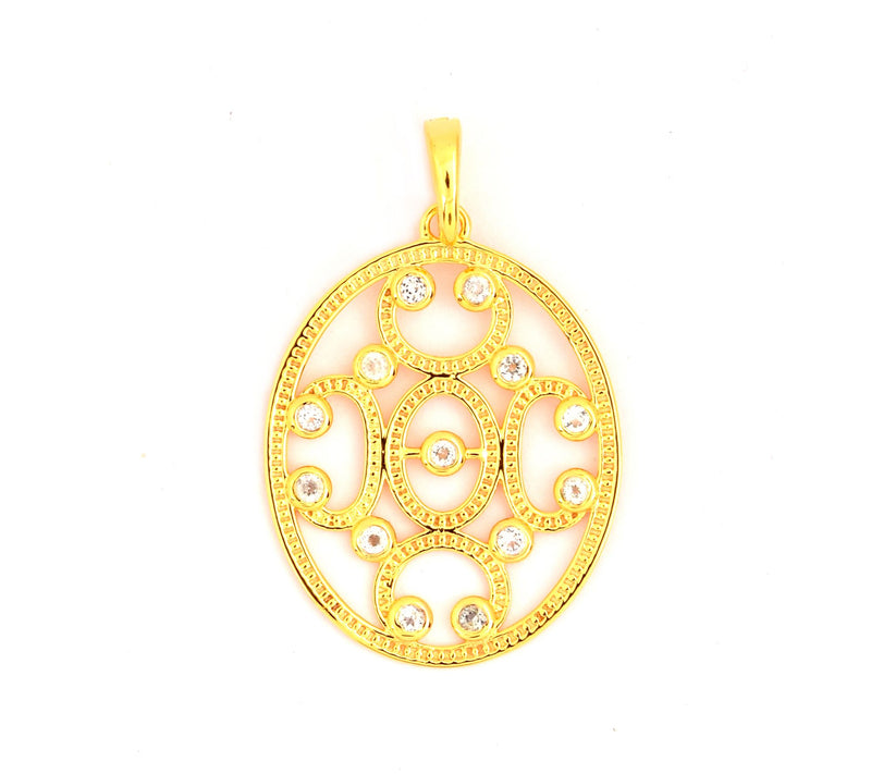 14k Gold Plated Sterling Silver Filigree Whiteopaz Pendant — Main view