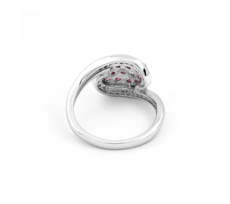 Sterling Silver Rhodolite & White Topaz Flower Ring — View 7